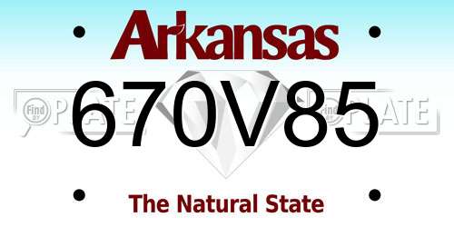 670V85 Arkansas License Plate