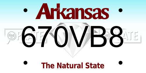 670VB8 Arkansas License Plate