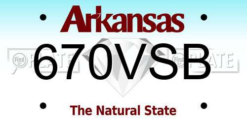 670VSB Arkansas License Plate