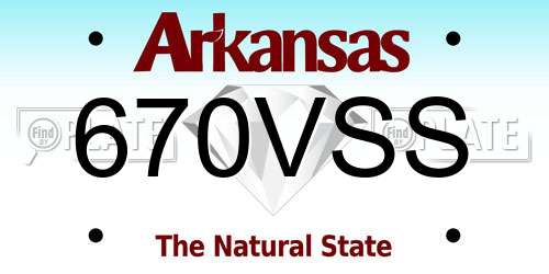 670VSS Arkansas License Plate