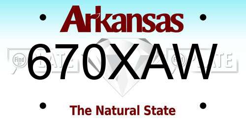 670XAW Arkansas License Plate