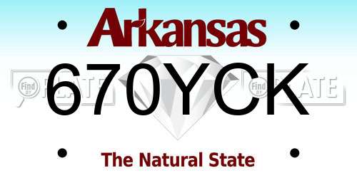 670YCK Arkansas License Plate