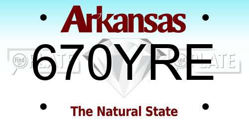 670YRE Arkansas License Plate