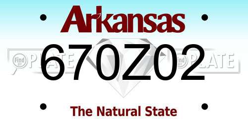 670Z02 Arkansas License Plate