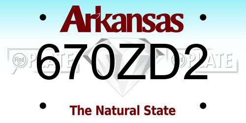 670ZD2 Arkansas License Plate