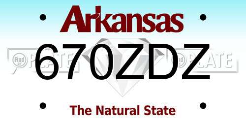 670ZDZ Arkansas License Plate