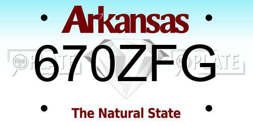 670ZFG Arkansas License Plate