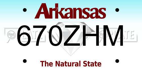 670ZHM Arkansas License Plate