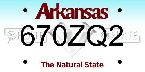 670ZQ2 Arkansas License Plate