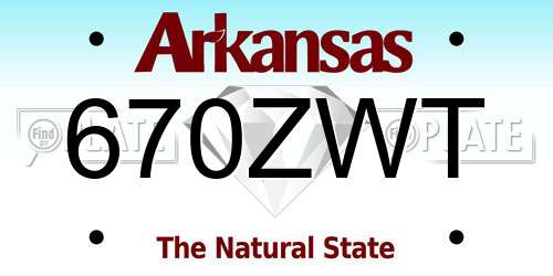 670ZWT Arkansas License Plate