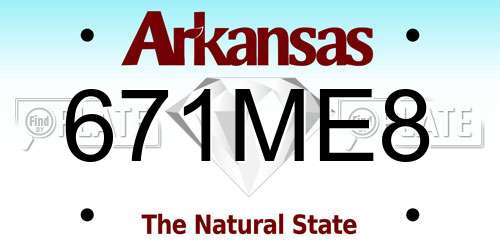671ME8 Arkansas License Plate