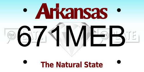 671MEB Arkansas License Plate