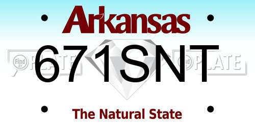 671SNT Arkansas License Plate