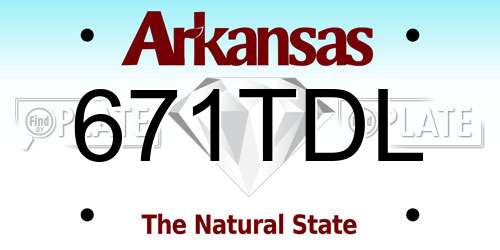 671TDL Arkansas License Plate