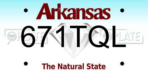 671TQL Arkansas License Plate