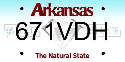 671VDH Arkansas License Plate
