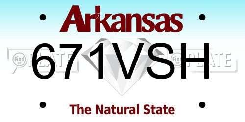 671VSH Arkansas License Plate