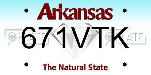 671VTK Arkansas License Plate