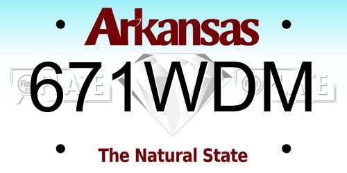 671WDM Arkansas License Plate