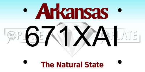 671XAI Arkansas License Plate