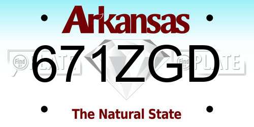 671ZGD Arkansas License Plate