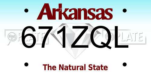 671ZQL Arkansas License Plate