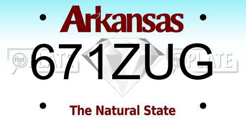 671ZUG Arkansas License Plate