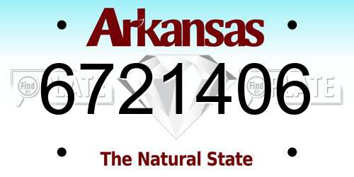 6721406 Arkansas License Plate