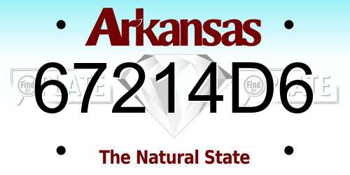 67214D6 Arkansas License Plate