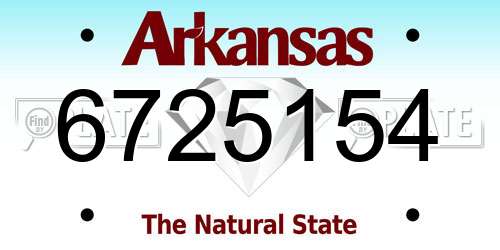 6725154 Arkansas License Plate