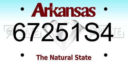 67251S4 Arkansas License Plate