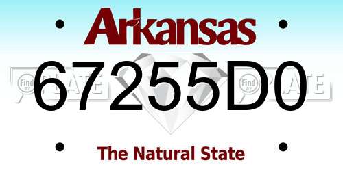 67255D0 Arkansas License Plate