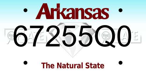 67255Q0 Arkansas License Plate