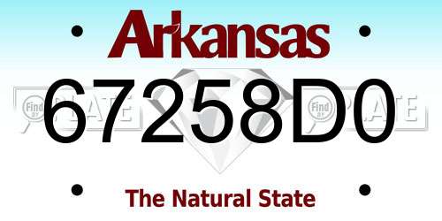 67258D0 Arkansas License Plate