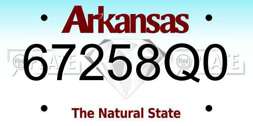 67258Q0 Arkansas License Plate