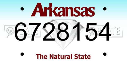 6728154 Arkansas License Plate