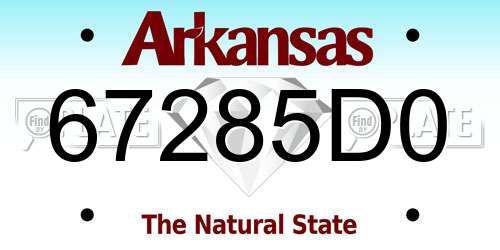 67285D0 Arkansas License Plate