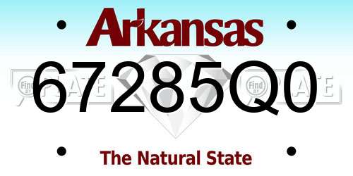 67285Q0 Arkansas License Plate