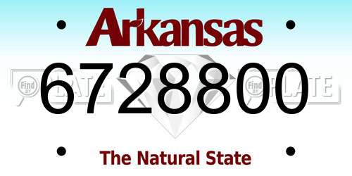 6728800 Arkansas License Plate