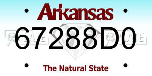 67288D0 Arkansas License Plate