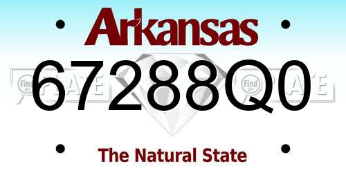 67288Q0 Arkansas License Plate