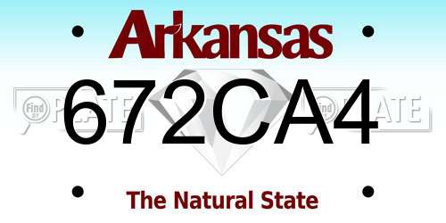 672CA4 Arkansas License Plate