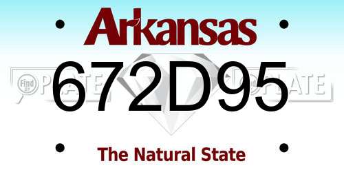 672D95 Arkansas License Plate