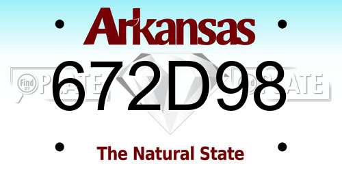 672D98 Arkansas License Plate