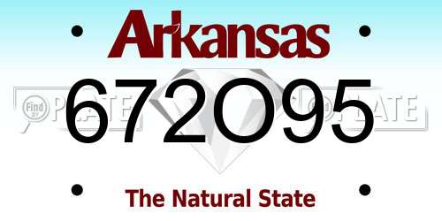 672O95 Arkansas License Plate