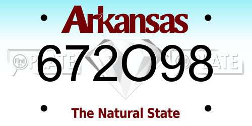 672O98 Arkansas License Plate