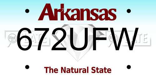 672UFW Arkansas License Plate