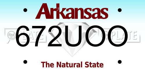 672UOO Arkansas License Plate
