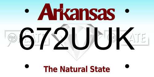 672UUK Arkansas License Plate