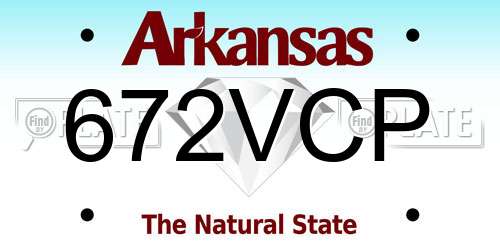 672VCP Arkansas License Plate